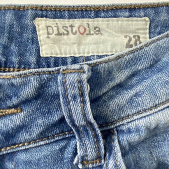 Pistola Women's size 28 Skinny Stretch Blue Jeans Ankle Zippers Destroyed - Picture 3 of 10